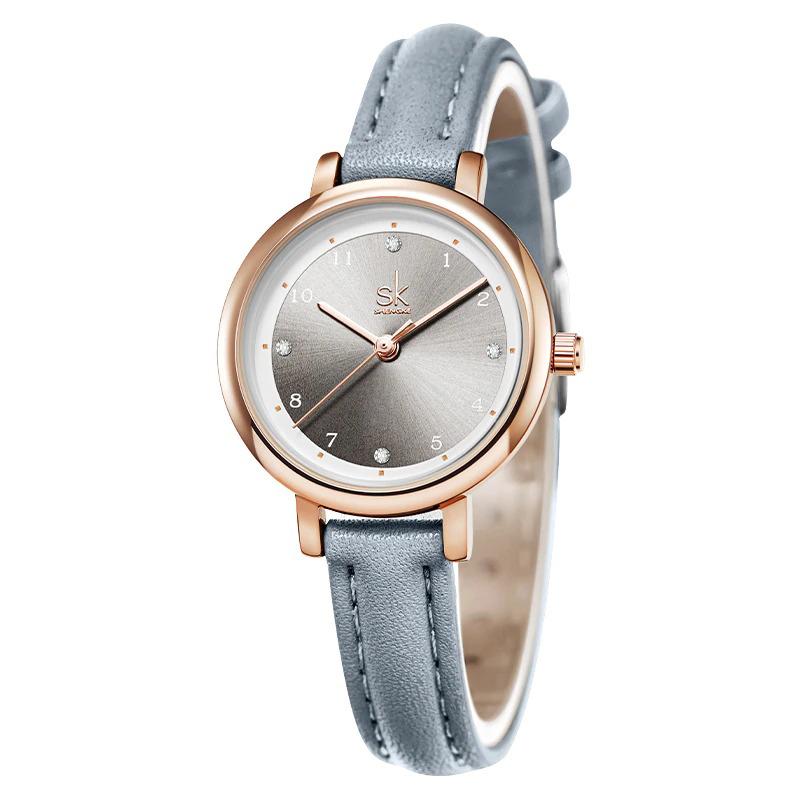 Watch - Sun Pattern Dial In Slim Leather Strap Quartz Watch