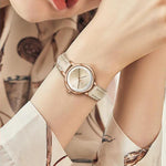 Watch - Sun Pattern Dial In Slim Leather Strap Quartz Watch