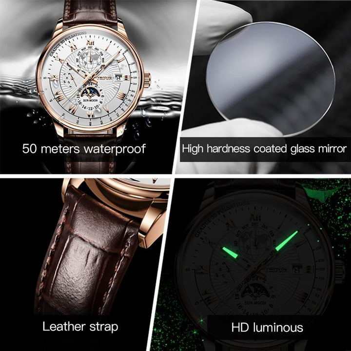 Watch - Three Dimensional Dial Moon Phase Automatic Mechanical Watch