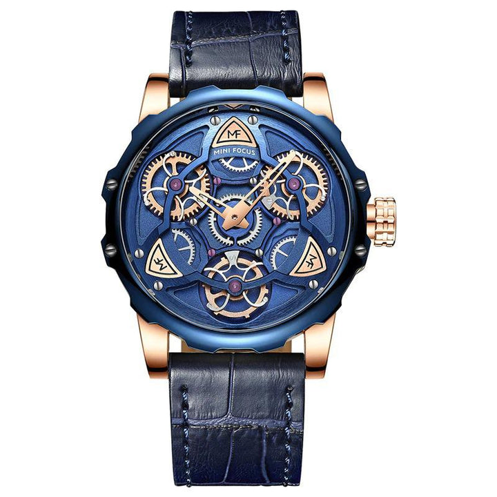 Watch - Top Class Rotating Wheel Dial Leather Strap Quartz Watch