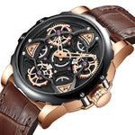 Watch - Top Class Rotating Wheel Dial Leather Strap Quartz Watch