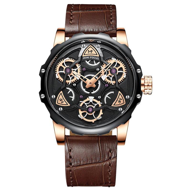 Watch - Top Class Rotating Wheel Dial Leather Strap Quartz Watch