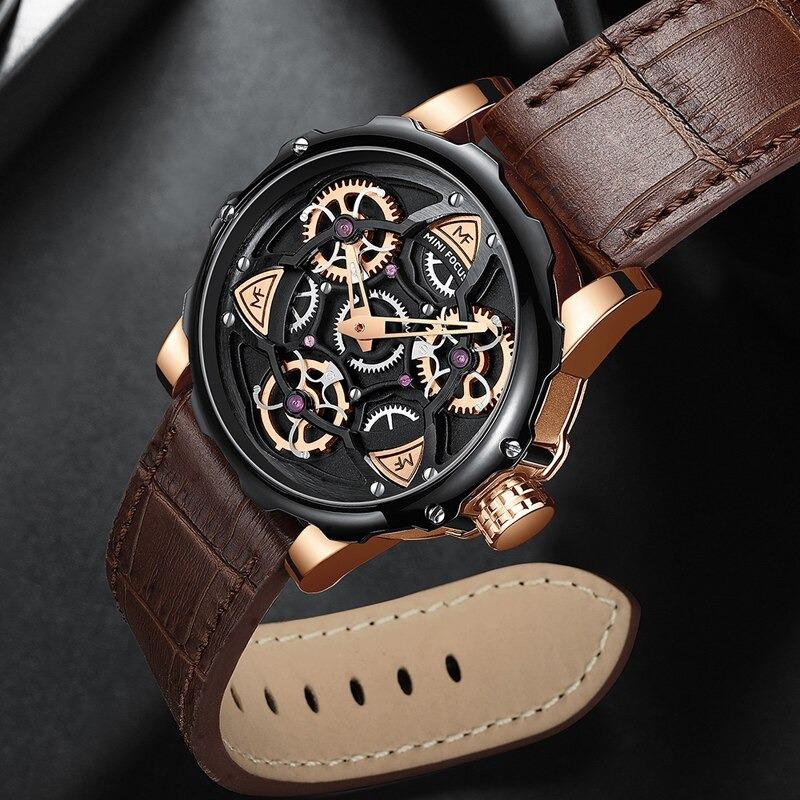 Watch - Top Class Rotating Wheel Dial Leather Strap Quartz Watch