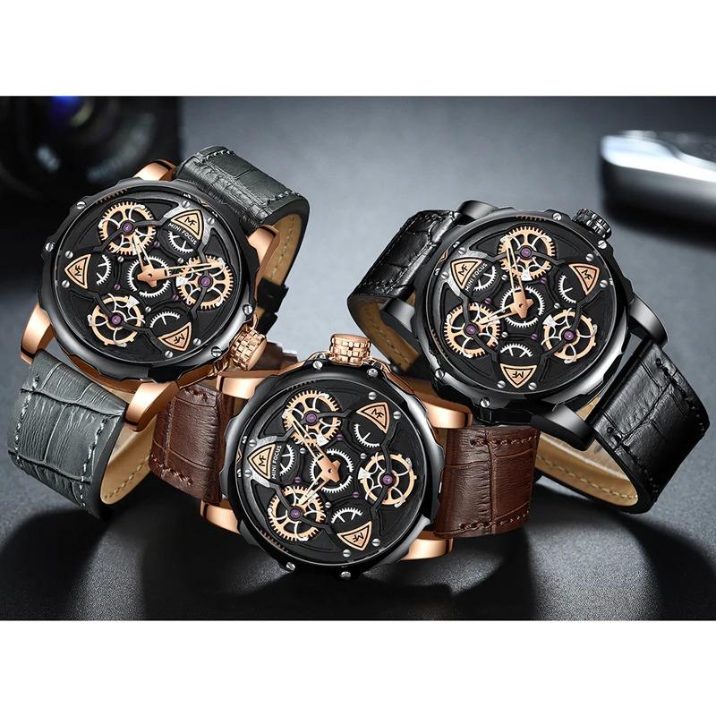 Watch - Top Class Rotating Wheel Dial Leather Strap Quartz Watch