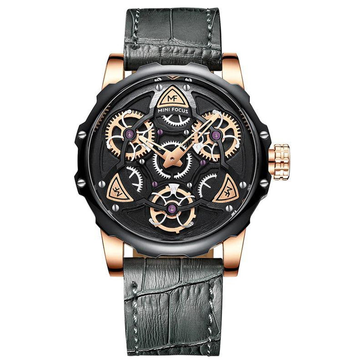 Watch - Top Class Rotating Wheel Dial Leather Strap Quartz Watch