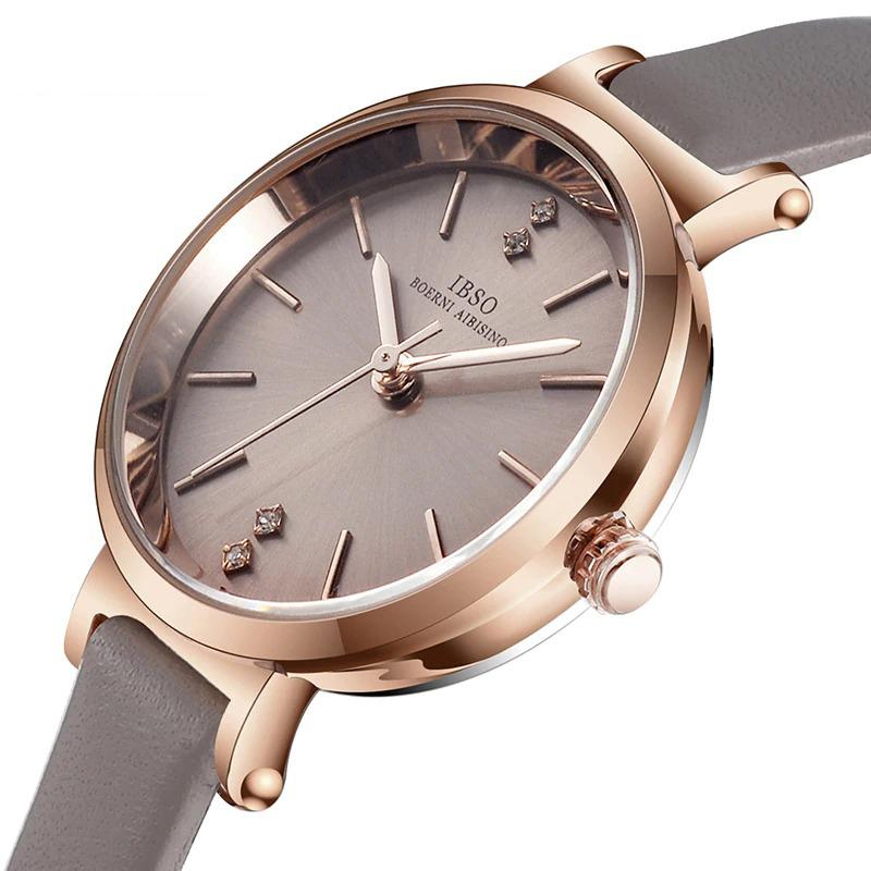 Watch - Ultra-Thin Glossy Dial Leather Band Quartz Watch