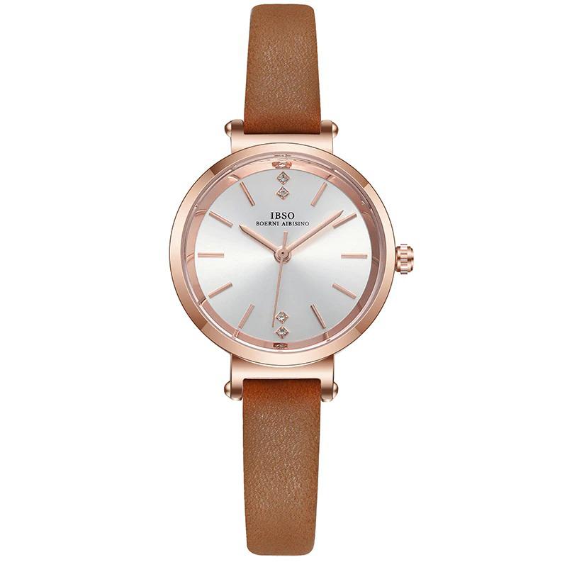 Watch - Ultra-Thin Glossy Dial Leather Band Quartz Watch