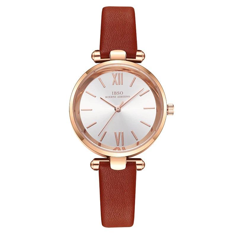 Watch - Ultra-Thin Glossy Dial Leather Band Quartz Watch