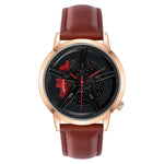 Watch - Wheel Series Dial With Leather Strap Quartz Watch