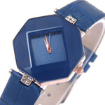 Stylish Geometric Case Shape with Vegan Leather Strap Quartz Watches