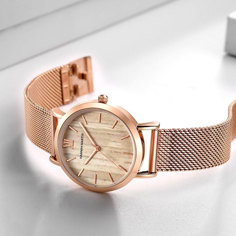 Watch - Wood Grain Dial With Ultra-Thin Mesh Band Quartz Watch