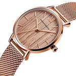 Watch - Wood Grain Dial With Ultra-Thin Mesh Band Quartz Watch