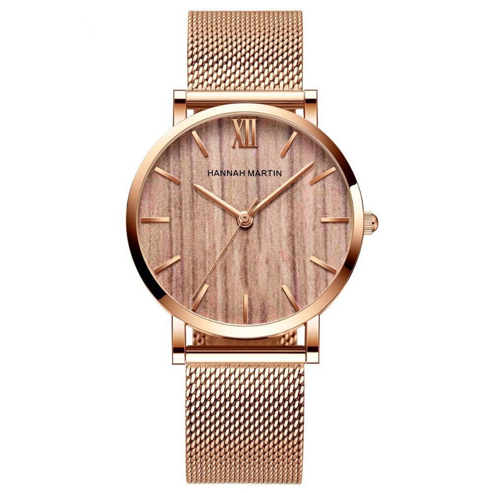 Watch - Wood Grain Dial With Ultra-Thin Mesh Band Quartz Watch