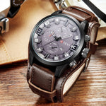 Cool Retro Men's Large-Size Dial Genuine Leather Strap Quartz Watches