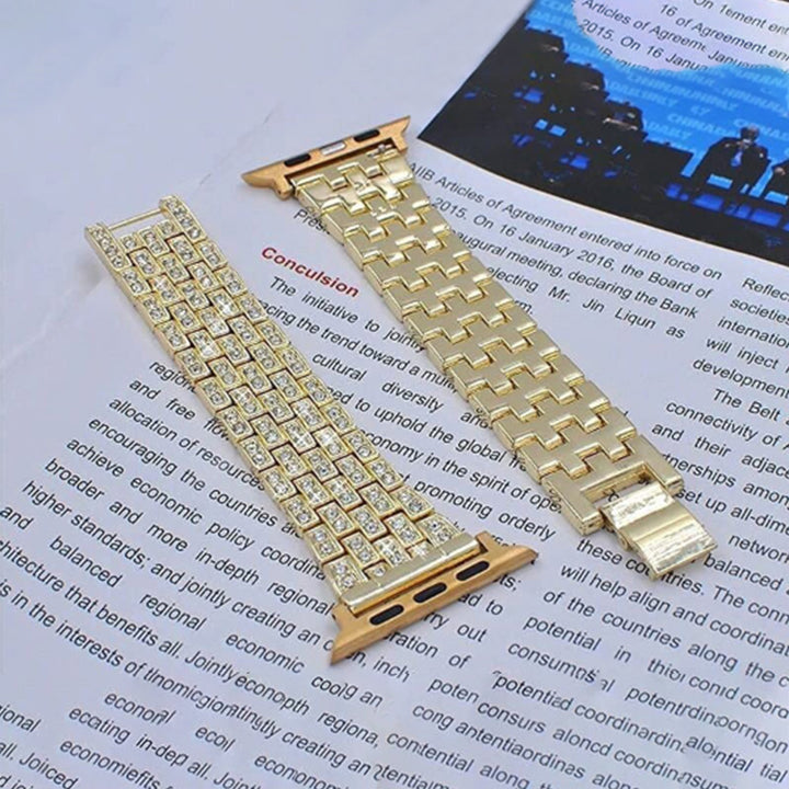 Dazzling Rhinestone Studded Apple Watch Case and Strap Mod Kits