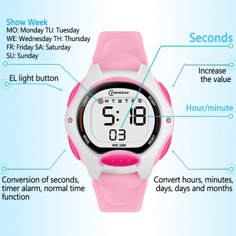 Luminous Kid's Digital Watch with Soft Rubber Strap