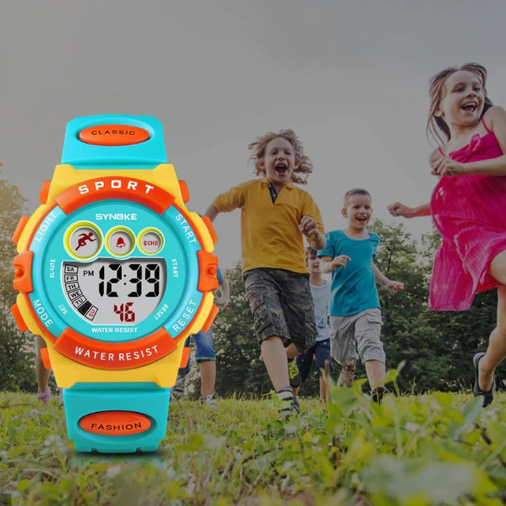 Colorful Waterproof Digital LED Display Chronograph Watches for Kids