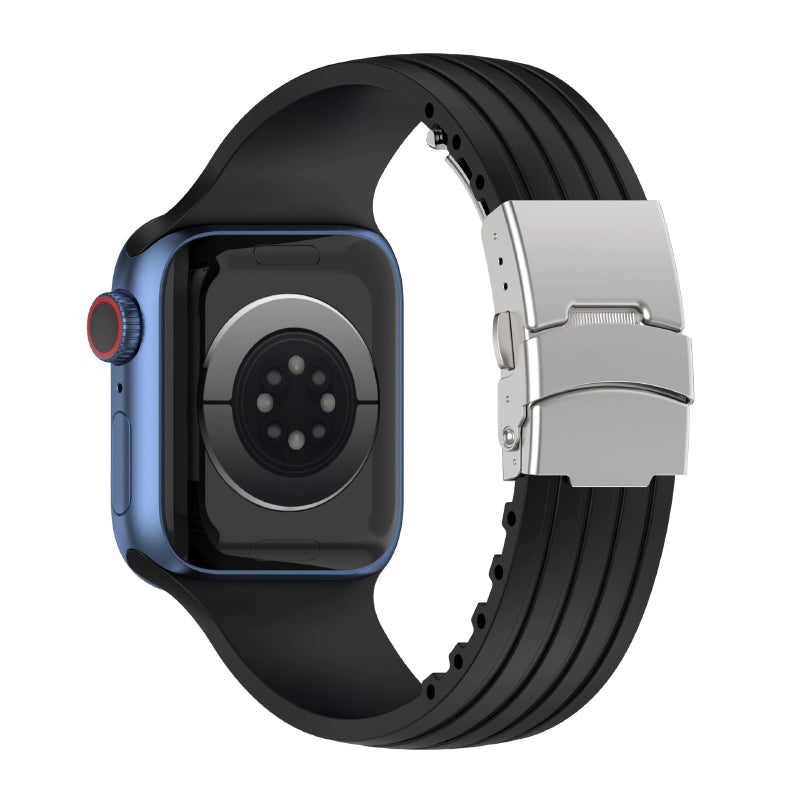 Trendy Silicone Strap with Stainless Steel Buckle for Apple Watches