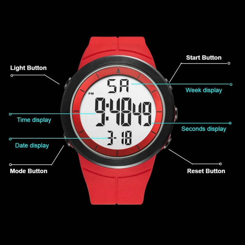 Unisex Digital Watch with Silicone Band and Back Light Feature