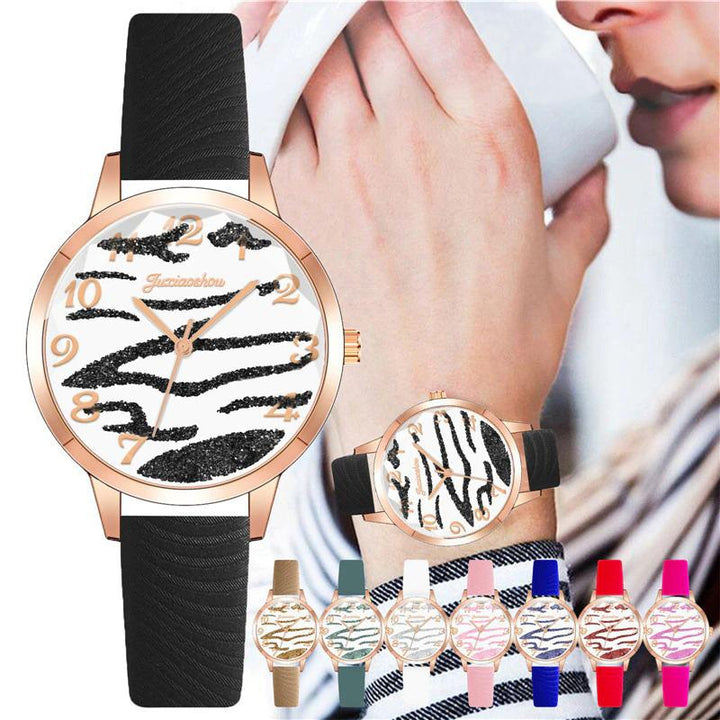 Watches - Casual Vegan Leather Strap With Multicolor Zebra Pattern Quartz Watches