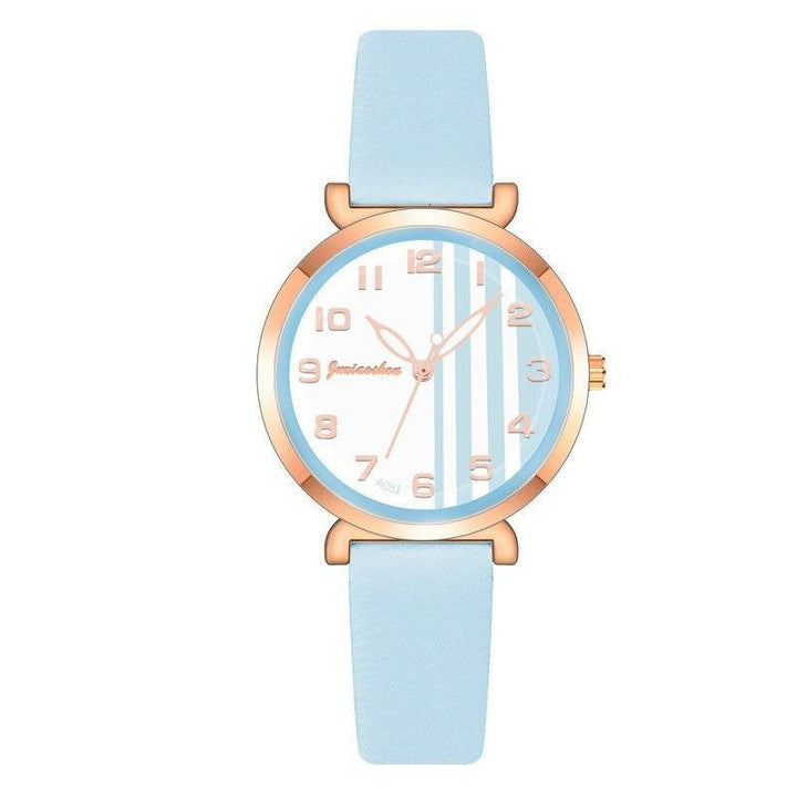 Watches - Chic Stripes Dial With Breathable Vegan Leather Strap Quartz Watches