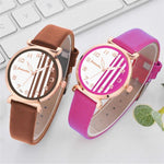 Watches - Chic Stripes Dial With Breathable Vegan Leather Strap Quartz Watches