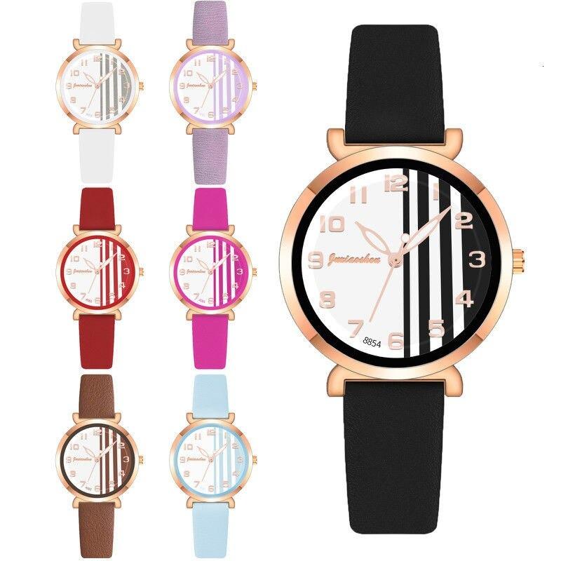 Watches - Chic Stripes Dial With Breathable Vegan Leather Strap Quartz Watches