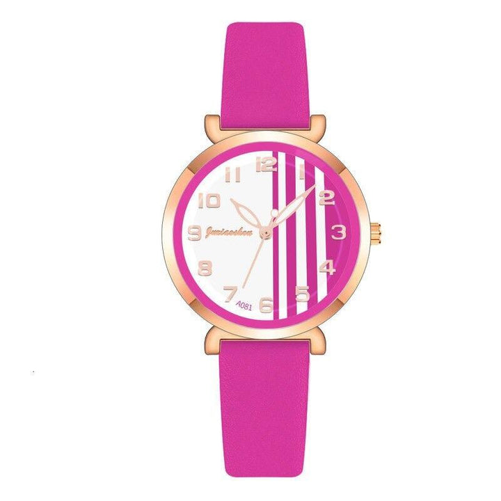 Watches - Chic Stripes Dial With Breathable Vegan Leather Strap Quartz Watches