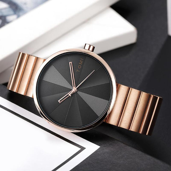 Watches - Creative Half Transparent Glass Stainless Steel Leather Strap Quartz Watches