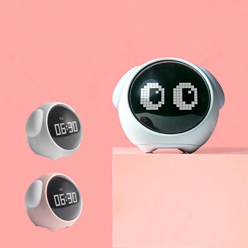 Watches - Cute Expression Interaction Digital Bedside Night Light Alarm Clocks With Voice Control