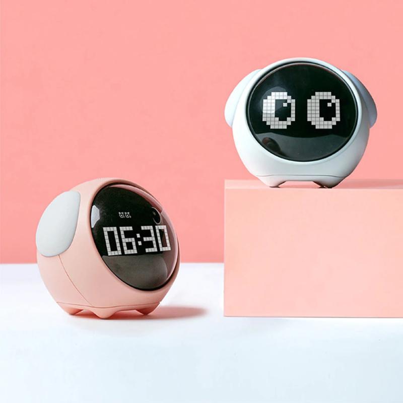 Watches - Cute Expression Interaction Digital Bedside Night Light Alarm Clocks With Voice Control