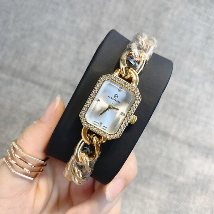 Watches - Fabulous Rhinestone Accented Chain Bracelet Quartz Watch