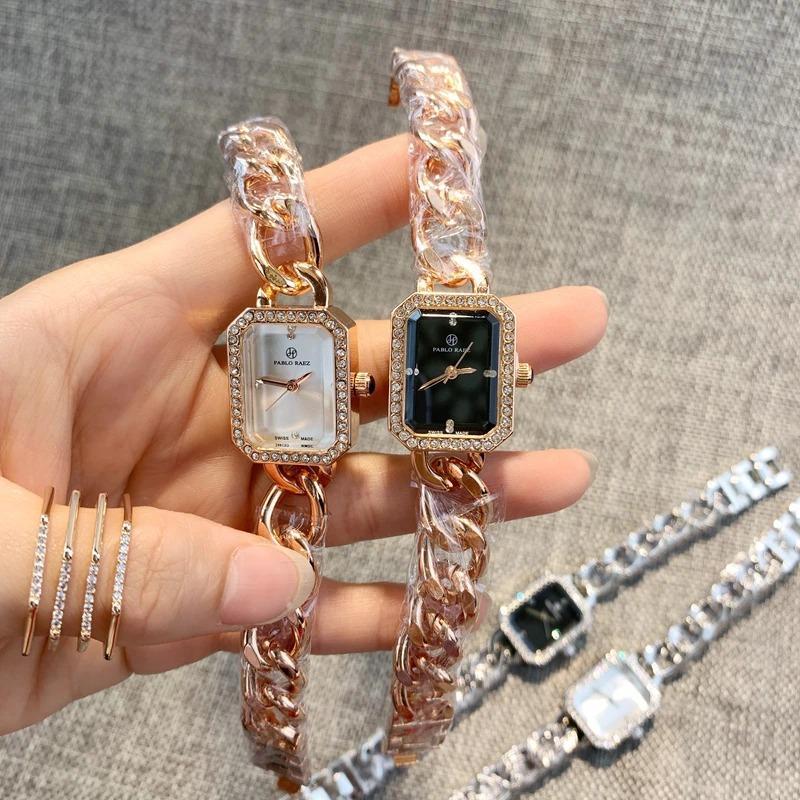 Watches - Fabulous Rhinestone Accented Chain Bracelet Quartz Watch