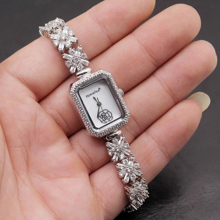 Watches - Fashion And Leisure Rhinestone Adorned Rectangle Case Quartz Watch