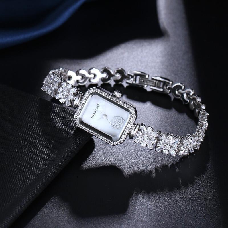 Watches - Fashion And Leisure Rhinestone Adorned Rectangle Case Quartz Watch