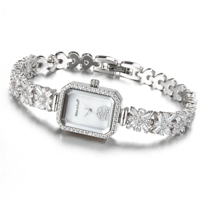 Watches - Fashion And Leisure Rhinestone Adorned Rectangle Case Quartz Watch