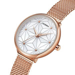 Watches - Geometric Asanoha Dial With Mesh Strap Fashion Quartz Wristwatch