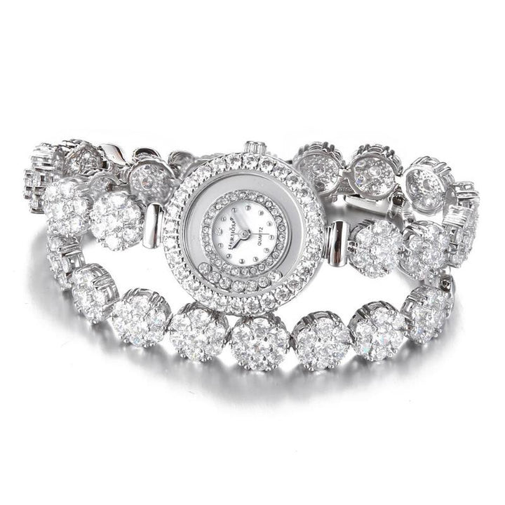 Watches - Glamorous Rhinestone Studded Quartz Wristwatch