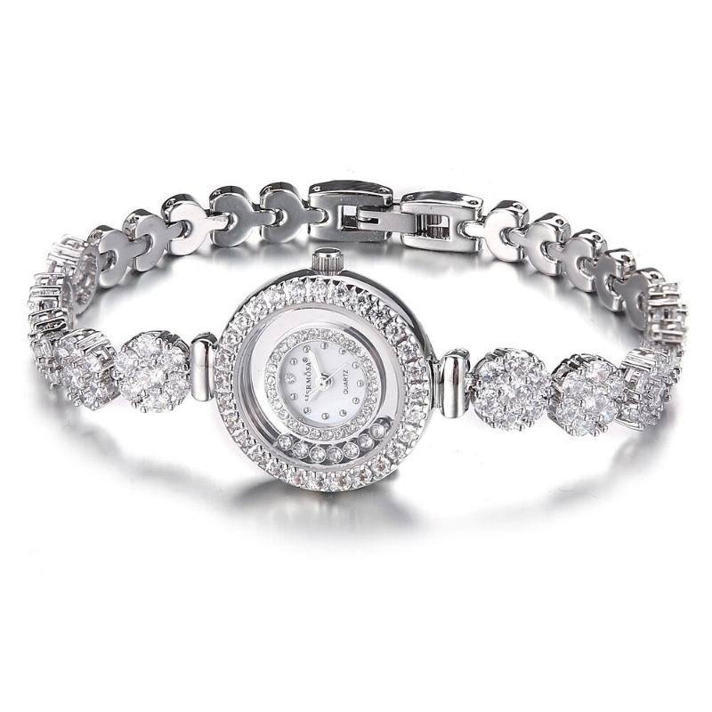 Watches - Gleaming Rhinestone Filled Fashion Bracelet Quartz Wristwatch