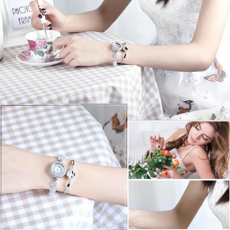 Watches - Gleaming Rhinestone Filled Fashion Bracelet Quartz Wristwatch