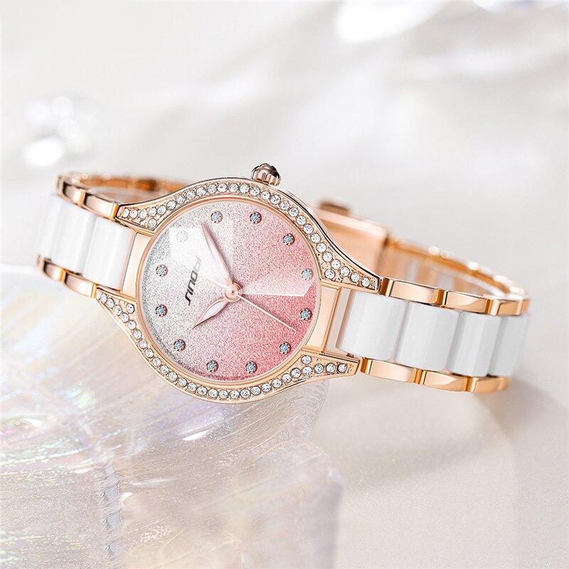 Watches - Glistering Rhinestone Encrusted Ceramic Band Quartz Watches