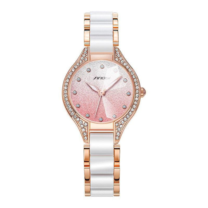Watches - Glistering Rhinestone Encrusted Ceramic Band Quartz Watches
