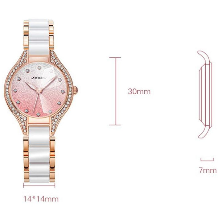 Watches - Glistering Rhinestone Encrusted Ceramic Band Quartz Watches