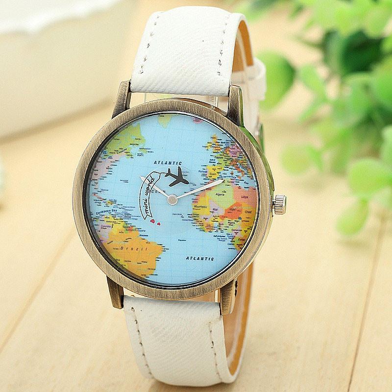 Watches - Global Map Design With Plane Watches Casual