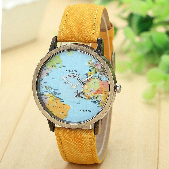 Watches - Global Map Design With Plane Watches Casual