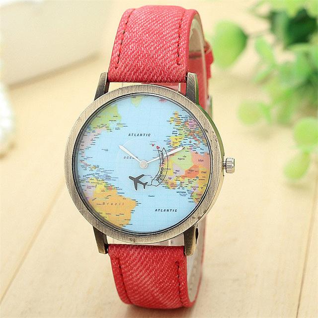 Watches - Global Map Design With Plane Watches Casual