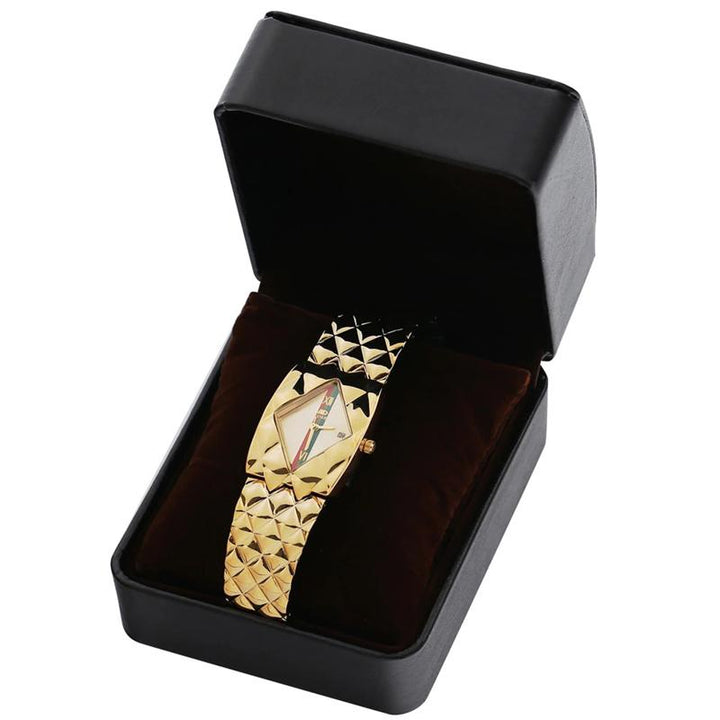 Watches - Gold Tone Luxury Diamond Fashion Glaze With Vegan Leather Strap Quartz Watches