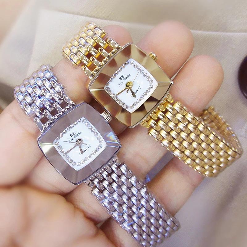 Watches - Lavish Rhinestone Adorned Square And Round Case Quartz Watch