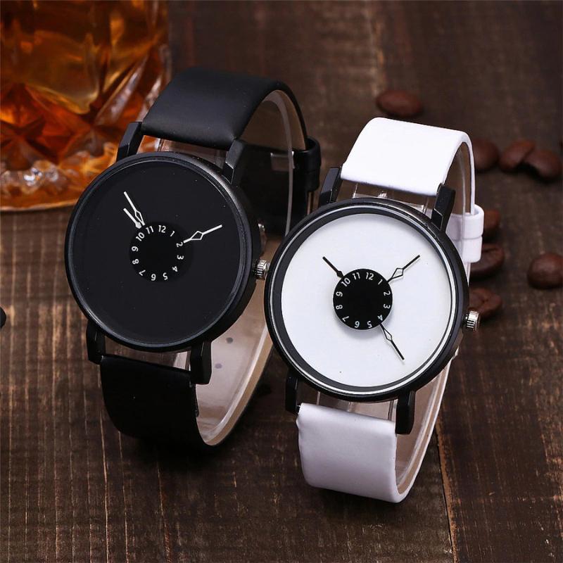 Watches - Lightweight Black And White Fashion Vegan Leather Strap Quartz Watches