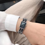 Watches - Luxurious Rhinestone Embellished Leather Chain Quartz Wristwatch